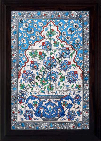 40x60 iznik Mavi Cini Desenli El Dekoru 607 Pano Kütahya ve çinileri el yapımı çini karo türk çini sanatı desenleri osmanlı motifleri türk hamamı çini pano banyo mutfak çiniler seramik otel ev cami metro dekorasyon mosque masjid hand made interior ceramic tiles decoration turkısh bath bathroom fiyatları satıcıları