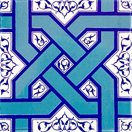 20x20 Cm Ac 6 Selçuklu Turkuaz Zincir Geçme Çini Karo