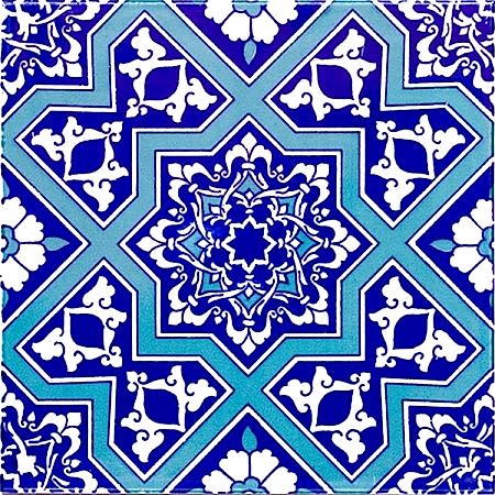 20x20 Cm Ac 12 Selçuk Yıldız Geçme Desenli Çini Karo