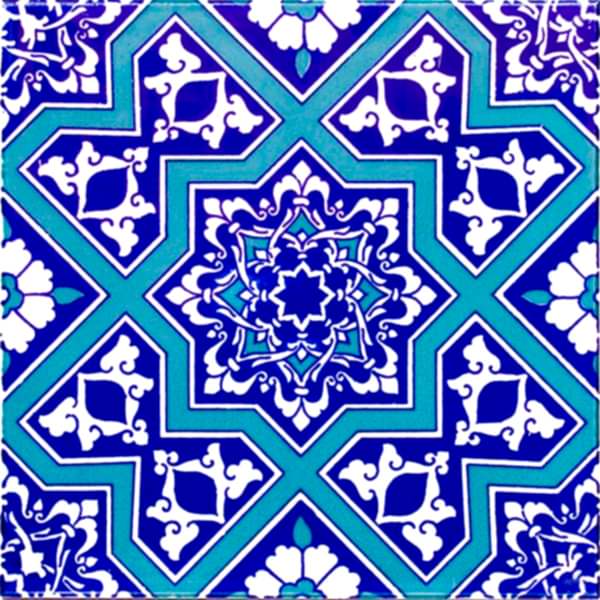 20x20 Cm Ac 12 Selçuk Yıldız Geçme Desenli Çini Karo
