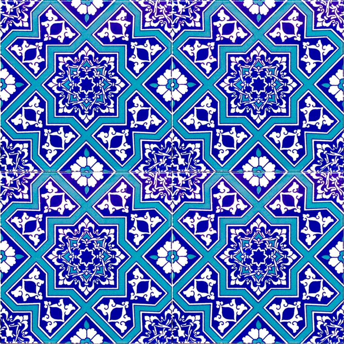 20x20 Cm Ac 12 Selçuk Yıldız Geçme Desenli Çini Karo