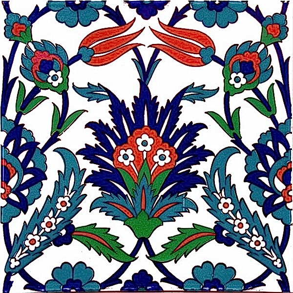 20x20 Cm Ac 19 Laleli Desen Osmanlı Çini Seramik Karo