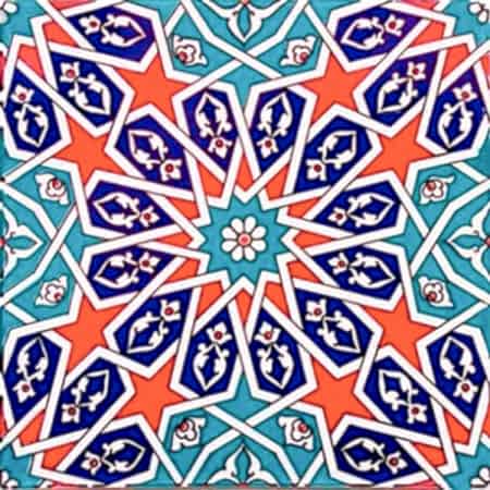 20x20 Cm Ac 28 Geometrik Desenli İznik Rumi Çini Karo