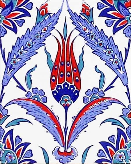 20x25 Cm Ac 1002 Kırmızı Laleli Kütahya Çini Seramik Karo
