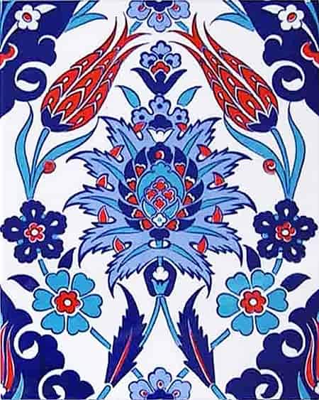 20x25 Cm Ac 1004 İznik Lale Desenli Kütahya Cini Karo