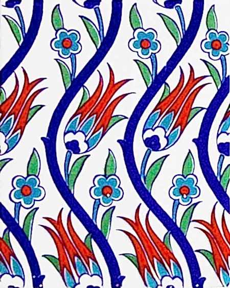20x25 Cm Ac 1020 Sarmaşık Laleli Desen Çini Seramik Karo