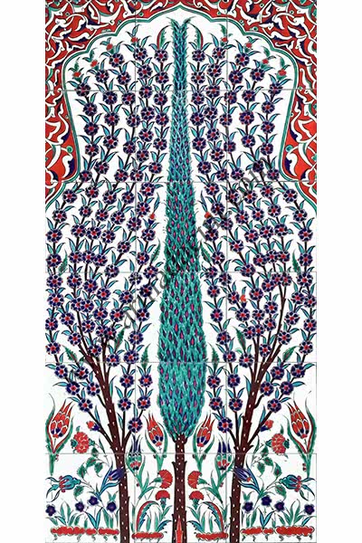 60x120 iznik Selvi Cini Desenli El Dekoru 633 Kütahya ve iznik çinileri el yapımı çini karo türk çini sanatı desenleri osmanlı motifleri türk hamamı çini pano banyo mutfak çiniler seramik otel ev cami metro dekorasyon mosque masjid hand made interior ceramic tiles decoration turkısh bath bathroom fiyatları satıcıları