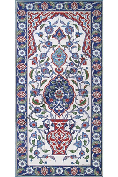 60x130 Kutahya Cinileri Saksı Desenli Pano El Dekoru 637 iznik çinileri el yapımı çini karo türk çini sanatı desenleri osmanlı motifleri türk hamamı çini pano banyo mutfak çiniler seramik otel ev cami metro dekorasyon mosque masjid hand made interior ceramic tiles decoration turkısh bath bathroom fiyatları satıcıları