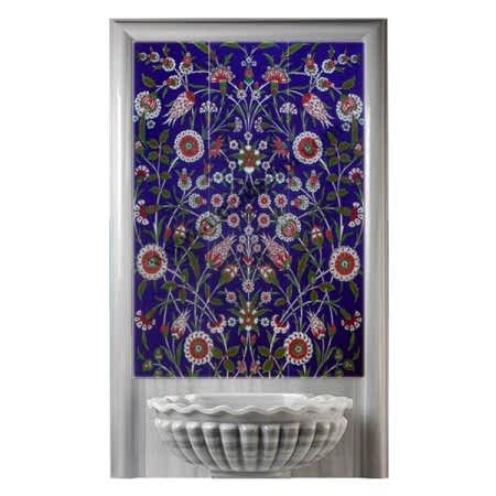 75x99 Klasik iznik Desen Kobalt Çiçekli Türk Hamamı