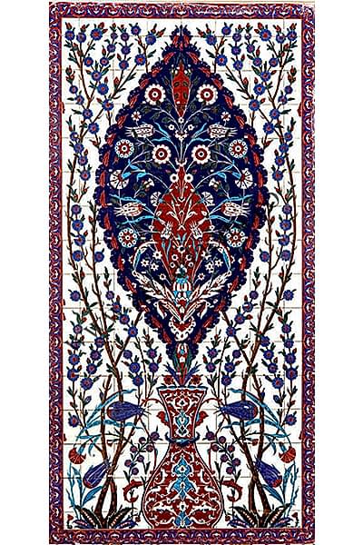 80x160 iznik Saksı Gobekli El Dekoru 830 Cini Pano Kütahya ve iznik çinileri el yapımı çini karo türk çini sanatı desenleri osmanlı motifleri türk hamamı çini pano banyo çiniler seramik otel ev cami metro dekorasyon mosque masjid hand made interior ceramic tiles decoration turkısh bath bathroom fiyatları satıcıları