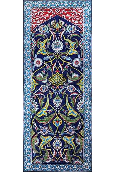 80x200 iznik Kobalt Rumi Desenli El Dekoru 860 Cini Kütahya ve iznik çinileri el yapımı çini karo klasik türk çini sanatı desenleri osmanlı motifleri türk hamamı çini pano banyo mutfak çiniler seramik dekorasyon hand made interior ceramic tiles decoration turkısh bath bathroom çini fiyatları satıcıları fabrikalar