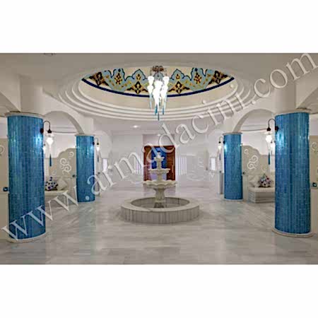 Türk Hamamı Dekorasyonu Turkuaz Brezza Kütahya Çini Örneği Kütahya ve iznik çinileri türk hamamı çini pano seramik dekorasyon hand made interior tile