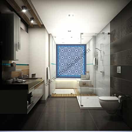 Vılla Ozel Banyo Dekorasyon Duvar Kaplaması AC-3-A Cını Karo Kütahya ve iznik çinileri türk hamamı çini pano seramik dekorasyon hand made interior tile
