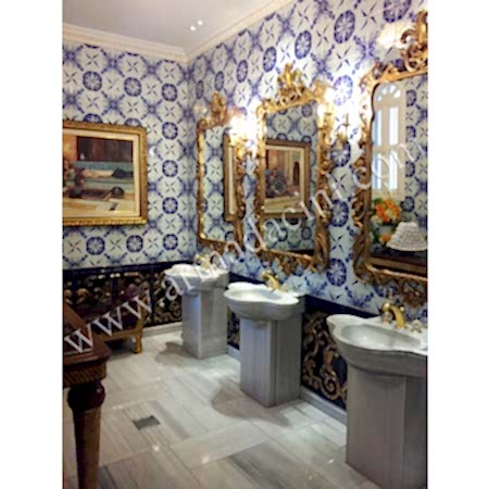 Özel Tasarım Lavabo-1 İznik Çini Dekorasyon Çalışması Kütahya ve iznik çinileri türk hamamı çini pano seramik dekorasyon hand made interior tile