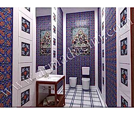 Villa Özel Tasarım Lavobo-2 Kütahya Çini Dekorasyon Kütahya ve iznik çinileri türk hamamı çini pano seramik dekorasyon hand made interior tile