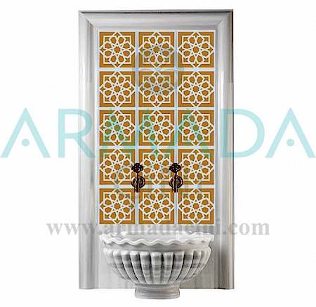 SP 101 Sarı Beyaz Geometrik Yıldız Desen Çini Pano