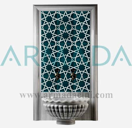 20x20 SP-94 Yeşil Yıldız Desen Çini Türk Hamamı Pano