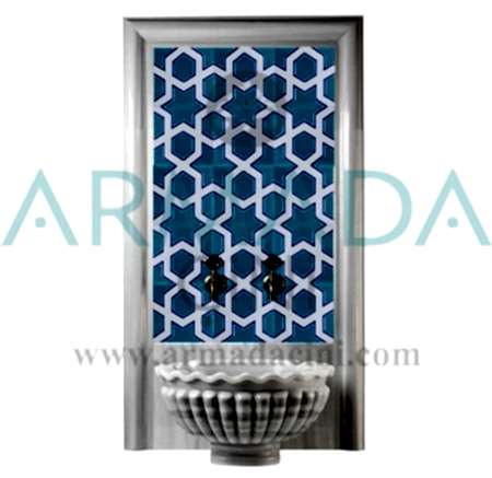 SP 98 Mavi Beyaz Geometrik Yıldız Çinili Hamam Panosu