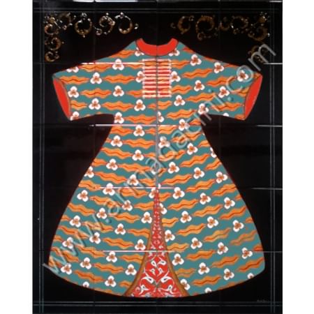 80x100 Osmanlı Cintemanili Yesil Zeminli Cini Kaftan Kütahya ve iznik çinileri el yapımı çini karo klasik türk çini sanatı desenleri osmanlı motifleri türk hamamı çini pano banyo mutfak tezgah arası çiniler seramik dekorasyon hand made interior ceramic tiles decoration turkısh bath bathroom çini örnekleri saray cariye
