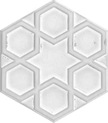 15x17 cm AL 73 Beyaz Selçuklu Yıldızı Altıgen Çini Karo