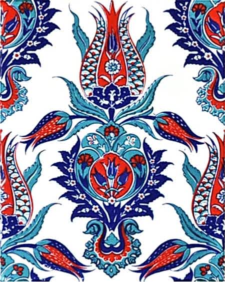20x25 Cm Ac 309 Tek Lale desenli Kütahya Çini Karo
