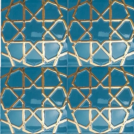 20x20 Cm SP 89 Altın Yıldız Kütahya Çini Seramik Karo Gold ceramic tile decoration interior