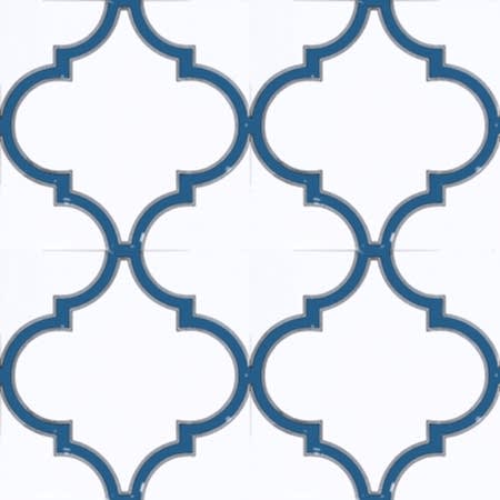 20x20 cm SP 103 Arabesk Mavi Beyaz Desenli Kütahya çini arabesque blue geometric patterned design arabic turkish interior ceramic tile