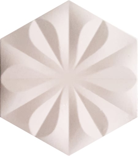 15x17 Cm Çiçekli Beyaz Altıgen Çini Karo hexagon ceramic tile