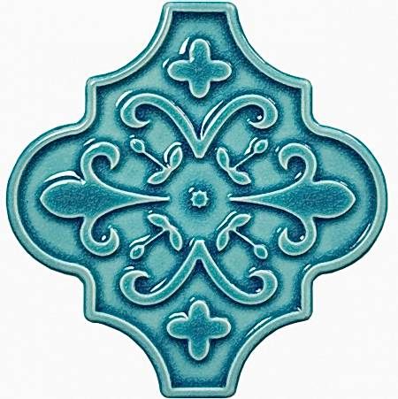 12x12 Ottoman Çiçekli Arabesk Turkuaz Çini arabesque oriental ceramic tile mosaic
