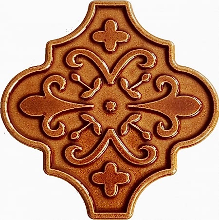 12x12 Ottoman Çiçekli Arabesk Karamel Çini arabesque oriental interior mosaic ceramic tile