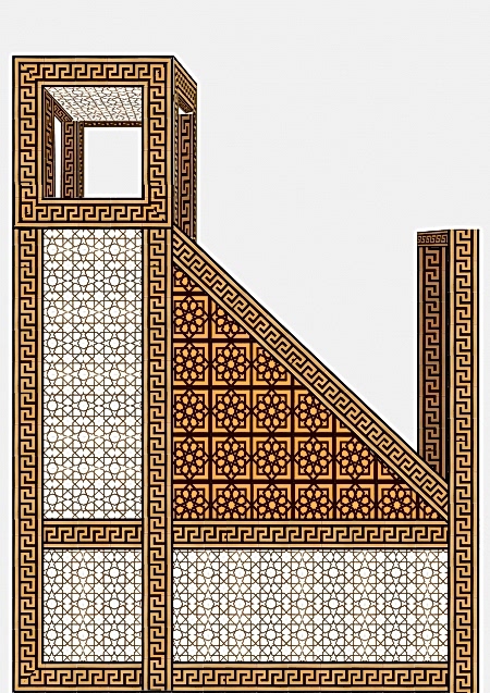240x300 SP Tek Taraflı Cami Minberi mihrap örnekleri modelleri cami çini dekorasyon süslemeleri mosque masjid mıhrab models
