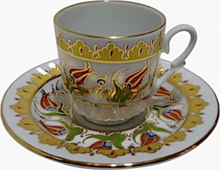 türk kahvesi lale desenli fincan takımı turkish cofee ottoman porcelain tea set gold decor fincan takımları Türk kahvesi cup arabic