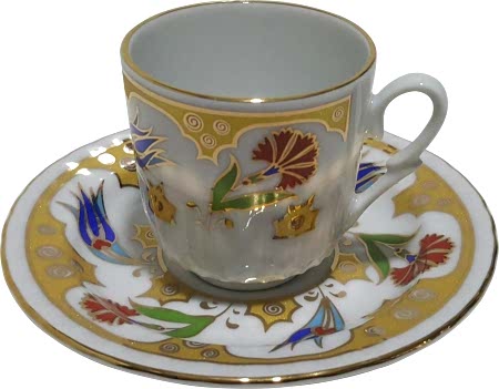 Ar 688 Kırmızı Karanfil 6 lı Fincan Takımı çiçek desenli kahve fincanları flower patterned coffe cup ottoman turkish