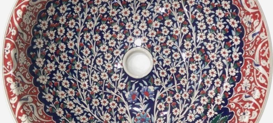05 Armada Çini Hayat Ağacı Desenli El Yapımı Çini Lavabo hand made turkish ceramic sink çini lavabo