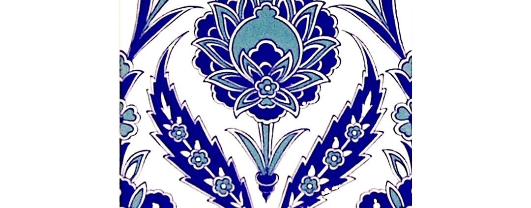 20X25-CINI-KAROLAR mavi beyaz iznik lale desenli çini iznik tulip ceramic