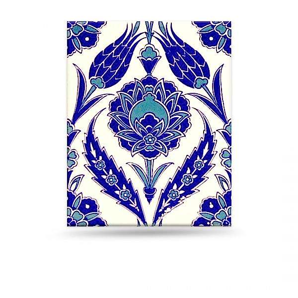 mavi beyaz iznik lale desenli çini iznik tulip ceramic