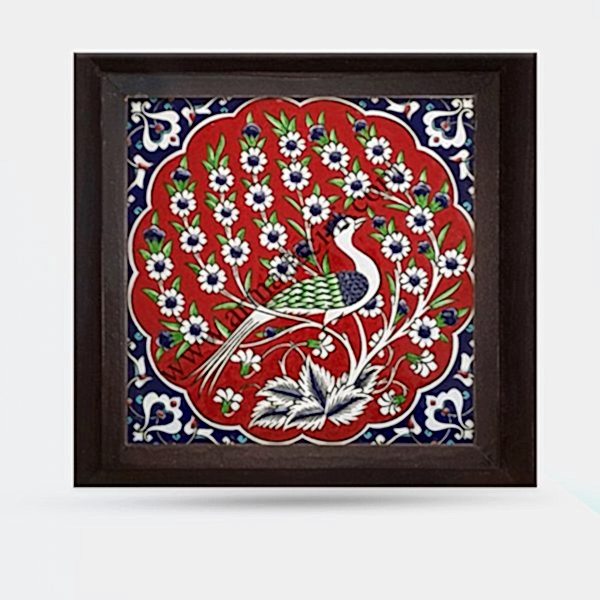 hand decor (4) Iznik peacock hand decor tile panel Turkish art ceramic tile decoration