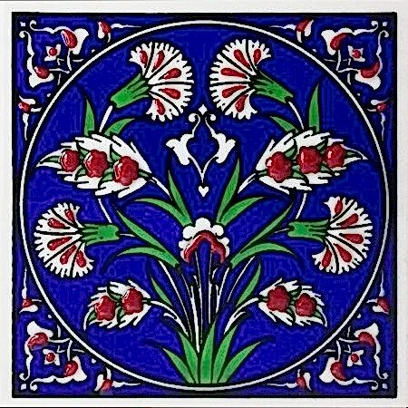 10x10 Kütahya Çini ED 111 İznik Karanfil desenli hand made tile interior decoration material