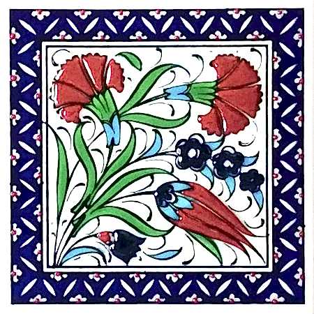 10x10 Kütahya Çini ED 112 İznik karanfil desenli hand made tile interior decoration material