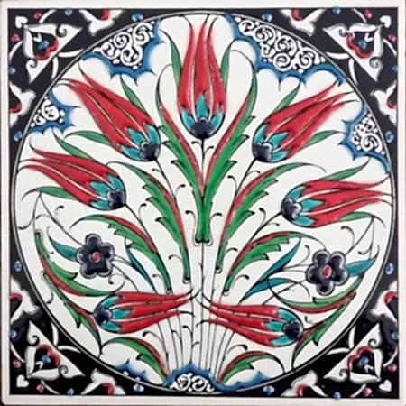 20x20 Cm ED 305 Lalezar Eldekoru Çini Pano hand made tile interior decoration