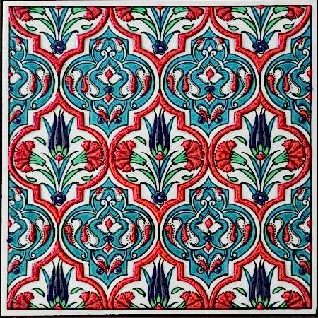 20x20 Cm ED 310 Turkuaz Madalyon Eldekoru Çini Pano hand made tile interior decoration Turkish tiles