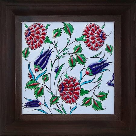 Armada Çini 20x20 Cm ED 312 Üç Karanfil İznik Kütahya Çini Pano