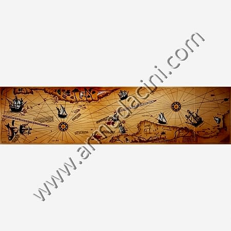 280x70 Piri Reis Haritası El dekoru Cini Pano Kütahya ve iznik çinileri el yapımı çini karo klasik türk çini sanatı desenleri osmanlı motifleri türk hamamı çini pano banyo mutfak tezgah arası çiniler seramik dekorasyon hand made interior ceramic tiles decoration turkısh bath bathroom çini örnekleri saray cariye