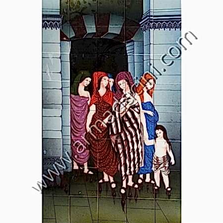 100x160 Osmanlı Gelin Hamam Cıkısı El Yapımı Cini Pano Kütahya ve iznik çinileri el yapımı çini karo klasik türk çini sanatı desenleri osmanlı motifleri türk hamamı çini pano banyo mutfak tezgah arası çiniler seramik dekorasyon hand made interior ceramic tiles decoration turkısh bath bathroom çini örnekleri saray