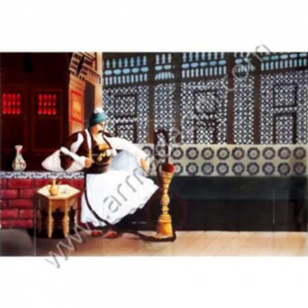 180x120 Osmanlı Nargileci Bali Bey Cini Pano Kütahya ve iznik çinileri el yapımı çini karo klasik türk çini sanatı desenleri osmanlı motifleri türk hamamı çini pano banyo mutfak tezgah arası çiniler seramik dekorasyon hand made interior ceramic tiles decoration turkısh bath bathroom çini örnekleri saray cariye