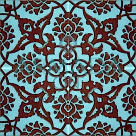 20x20 SP-83-C Desenli İznik Çini Karo Modeli (Rumi Desenli) Klasik Rumi Deseni Eski Osmanlı Selçuklu Rumi Desenleri ile yapılmış Kütahya Çini Karolar İznik ottoman eumi pattern turkish ceramic tile bathroom hotel decoration