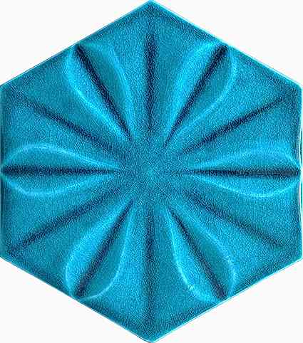 15x17 Cm Çiçek Turkuaz Desen Altıgen Çini