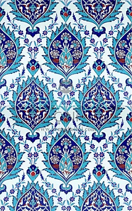 25x40 SP-417-M Desenli İznik Çini Karo Modeli (Mavi Göbekli) Turkuaz Kobalt Renkli Çiçek Desenli Göbekli Kütahya Çinisi Çini Deseni Desenleri Seramikleri ottoman turkish ceramic tiles decorartion