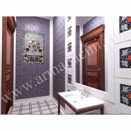 Villa Özel Tasarım Lavobo-2 Kütahya Çini Dekorasyon Kütahya ve iznik çinileri türk hamamı çini pano seramik dekorasyon hand made interior tile